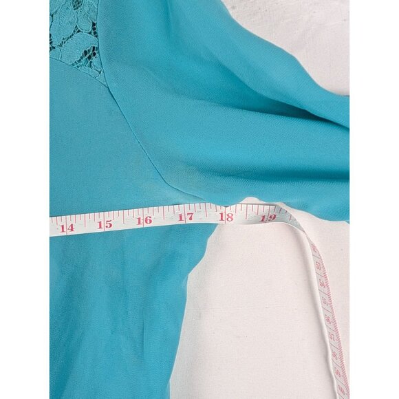 Rebellious One Womens Turquoise Button-Up Lace Open Back Blouse Size S - Picture 6 of 8